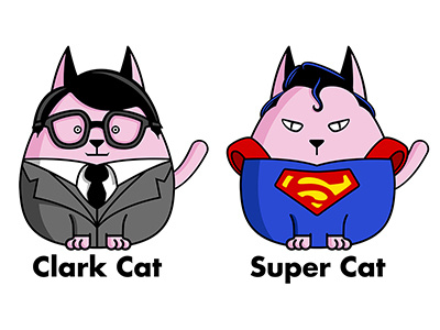 Clark Cat - Super Cat caricature cartoon cat funny humor icon cat super hero vector