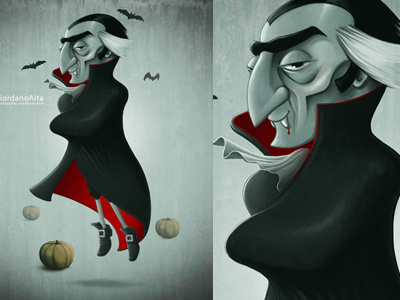 Vampire creature dracula funny halloween illustration monster painting pumpkins vampire