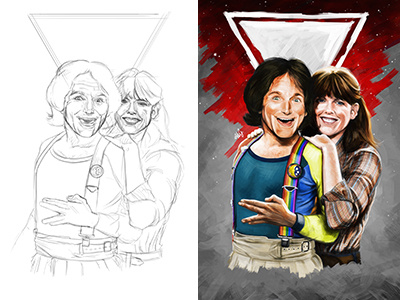 Mork and Mindy Tv Show poster cult drawing mork mork mindy movie painting tv show