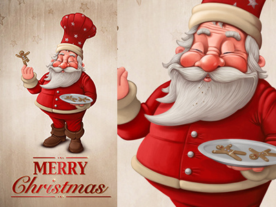 Babbo Pastry chef Greeting card christmas cookies ginger gingerbread greeting holiday illustration painting pastry pastry chef santa claus wishes