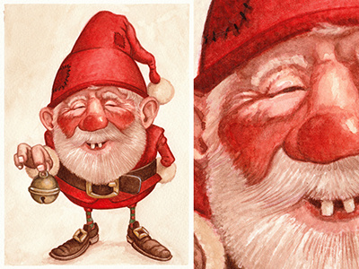 Watercolor Hand-painting Gnome - Free download