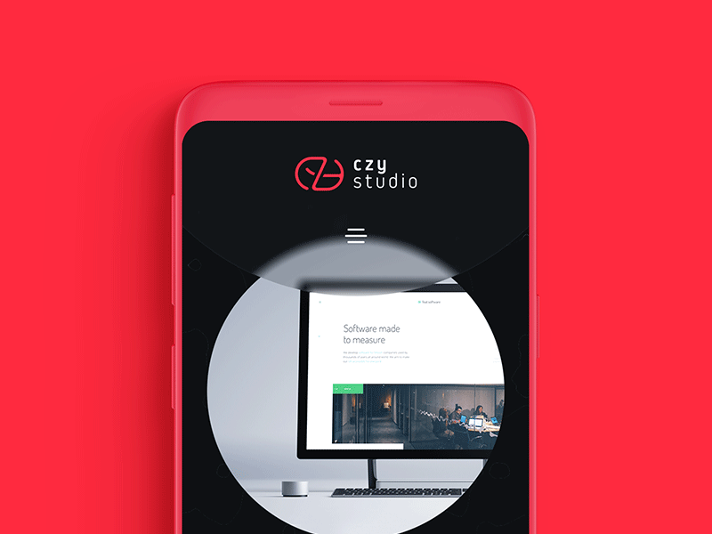 Czy studio #3 - mobile animation blurred circle design clean design experience mobile mobile animation portfolio design studio typography ui ux web website