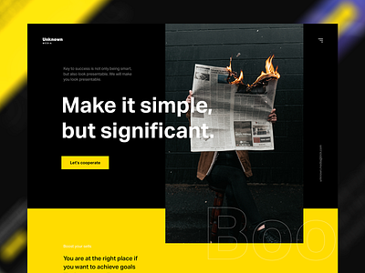 Unknown media advertisement black black and yellow clean design experience hero homepage intro media modern typography ui ux web website