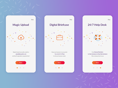 On boarding screens for Insurance App