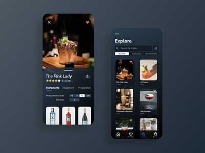 Design Concept for a Cocktails Recipe App app bootcamp design ui ux