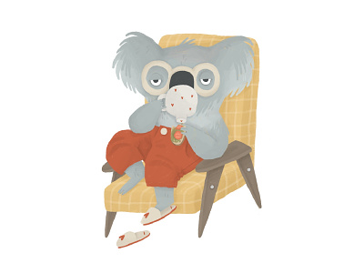 Grumpy koala animal book illustrations characters children illustration coffee cute illustration koala morning procreate
