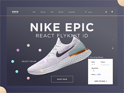 Online shop product page clear ecommerce minimal nike onlineshop product