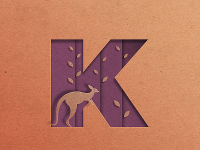 Alpha Zoo alphabet animal art cut out effect effects k kangaroo paper paper cut out effect paper cutout photoshop photoshop effect