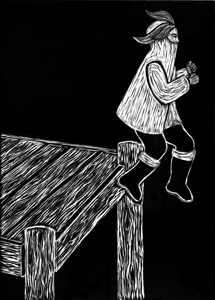 The Wrecked Woman comic illustration scratchboard