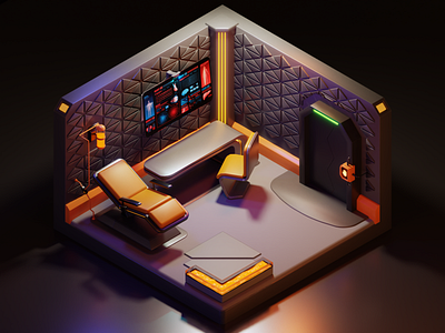 Sci-fi 3D isometric room