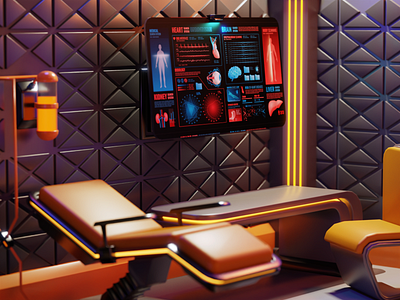 Sci-fi room 3d 3d modeling blender cosmos future health room sci fi space
