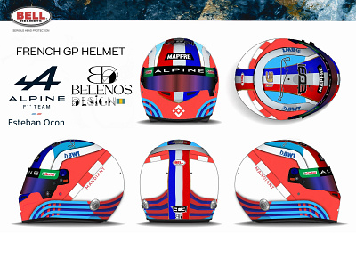 Esteban Ocon FRENCH GP 2022 Helmet alpine cote dazur design f1 formula 1 french gp helmet illustration ocon racing