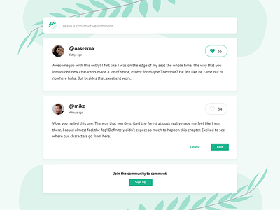 Comment Section Exploration brand comment section comments green greens illustration ui