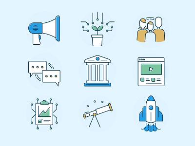 Hackster Filled Icons blue branding green icon set icons illustration line tech yellow