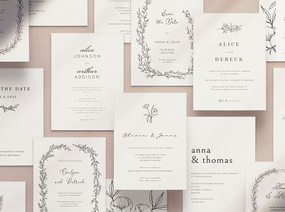 ROMANTIC WEDDING - 10 invitations #1 app branding design graphic design illustration logo typography ui ux vector