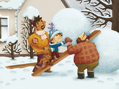 De grootste sneeuwman van de wereld dad digitalillustration illustration snow snowman winter
