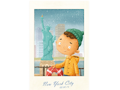 New York with the boat digitalillustration illustration picture polaroid trip
