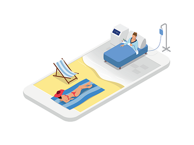 Vacation VS Sick Leave cell illustration oitchau sick vacation vector