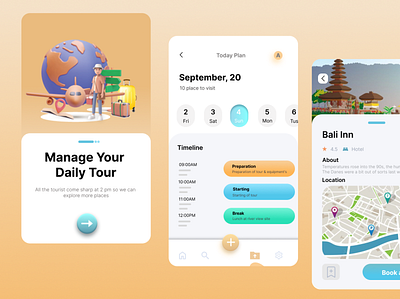 Tour Guide App 3d animation app design graphic design illustration tour guide app travelling app ui ui design