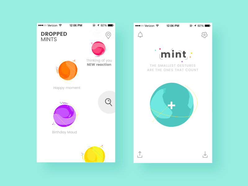 Mint, iPhone app application colorful geolocation iphone js mint three