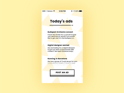 #13 Daily UI Challenge - Ads app dailyuichallenge pastel pattern triangles yellow