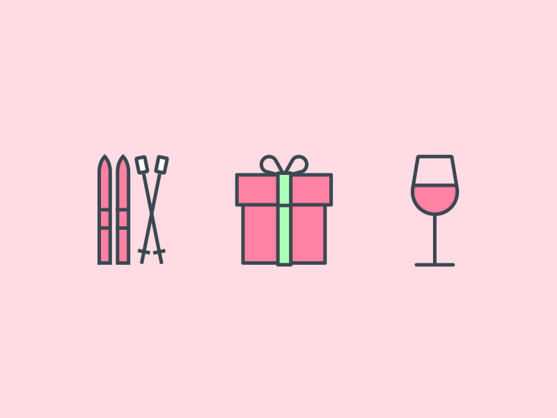 #20 Daily UI Challenge - Winter icons christmas icons present skiing wine winter