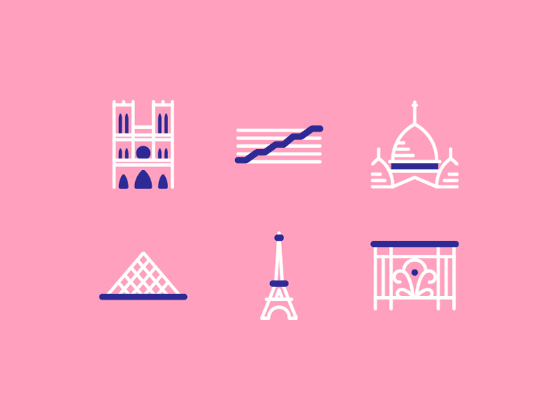 Paris Architectural Icons centre pompidou haussmann louvre sacré coeur eiffel tower icons architecture paris notre dame
