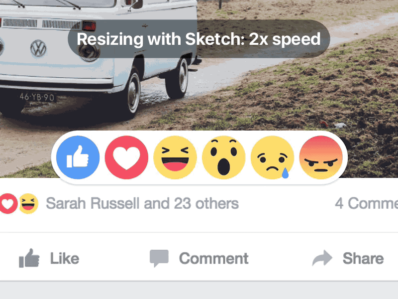 Resizing an element: Sketch vs. Subform facebook layout reactions responsive ui ux