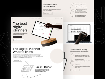 Digital Planner design figma minimal note notebook typography ui ux web website