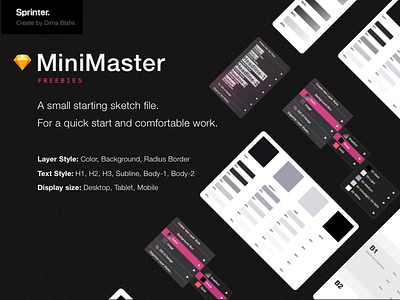 MiniMaster - A small starting sketch file. 2019 2019 trend animation branding design design system free freebie freebies icon plugin sketch sketchapp sprinter styleguide typography ui ux web