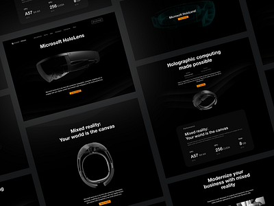 Holo Lens - concept website 2019 2019 trend agency ar black c4d design hololens microsoft minimal minimalistic render sketch sprinter typography ui ux vr web website