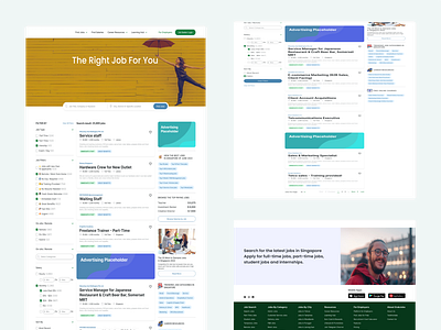 Landing page for Job seeking platform complex filters filters with checkbox footer header hiring job platform ui design web design