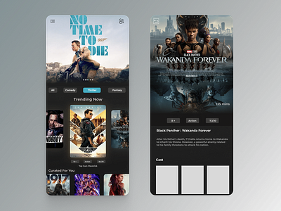 Minimalistic Movie Streaming app application mobile app ui ux