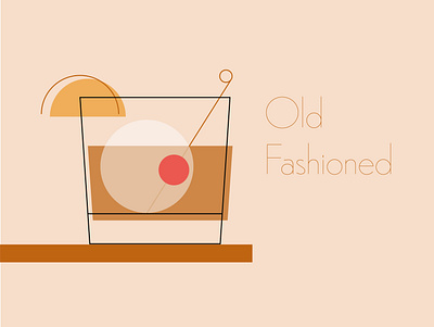 Old Fashioned abstract adobe cheers classic cocktail design drink fills illustration illustrator line minimal nightlife oldfashioned retro spirits typography vector whiskey whisky