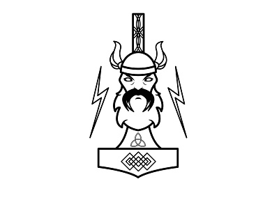 Hammer of Thor adobe design drawing face figure god head illustration illustrator line logo minimal norse mythology thor vector