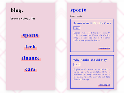 Blog blog design sports ui ux