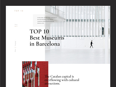 Landing page "Top 10 Best Museums in Barcelona" barcelona design landing museum page top10 ui ux web white
