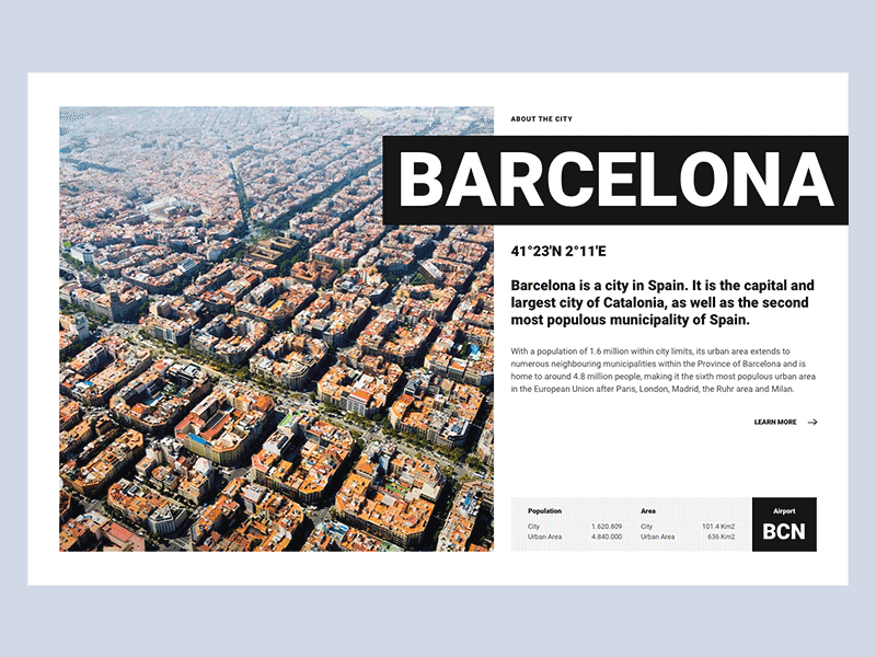 Barcelona animated animation barcelona bold type exploration layout loading page loading split layout website