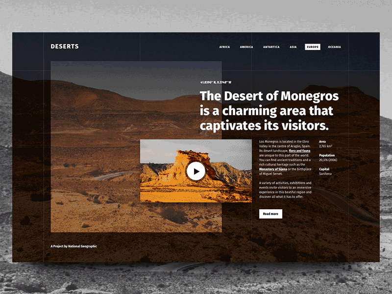 Los Monegros Animated exploration layout parallax parallax scrolling split layout ui website