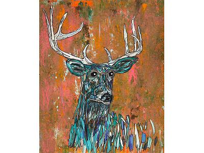 Whitetail Deer antlers art deer hipster hunting outdoors painting whitetail