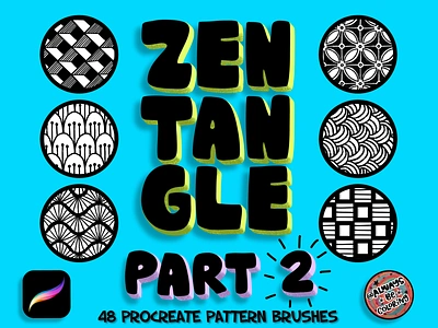 Zentangle Procreate Brush Sets alwaysbecoloring design drawing graphic design illustration procreate procreate brush typography zentangle