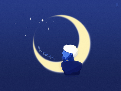 miss blue daily design illustration moon night