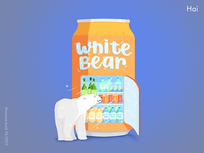 white bear drink illustration refrigerator summer white bear