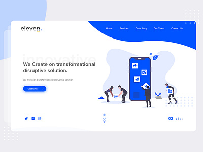 Eleven Landing Page branding design digital agency homepage illustration indonesia landing page typography ui ux vector web design