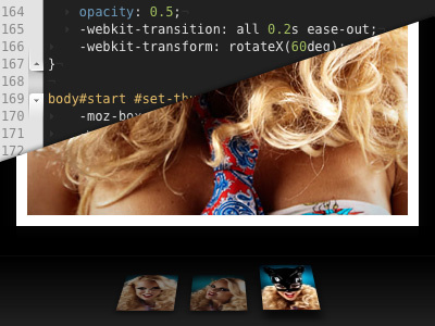 Photo gallery with CSS3 extravaganza 3d code css3 dark html5 photo thumbnails