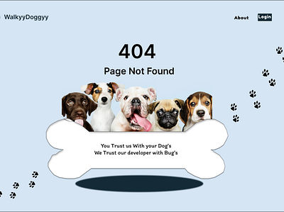 404 Landing page for Dog-Walking Website 404land page dog parent dog walking dogs rebound ui