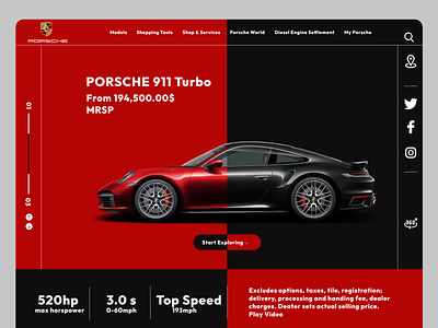 PORSCHE 911 TURBO design interface porsche product service startup ui ux web website