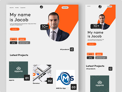 Jacob Personal Profile Website design interface product service startup ui ux web website