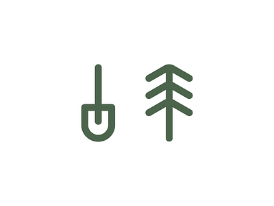 Logo concept Gardening green lines logo logo design shovel simple tree