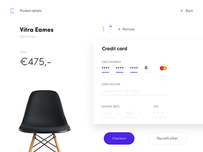 Credit Card Checkout 002 card checkout credit dailyui design eames interface product ui ux